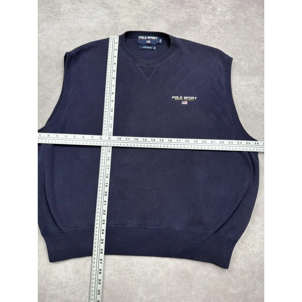 Vintage Polo Sport Ralph Lauren Sweater Vest Mens 2XL Knit USA Flag 90s‎